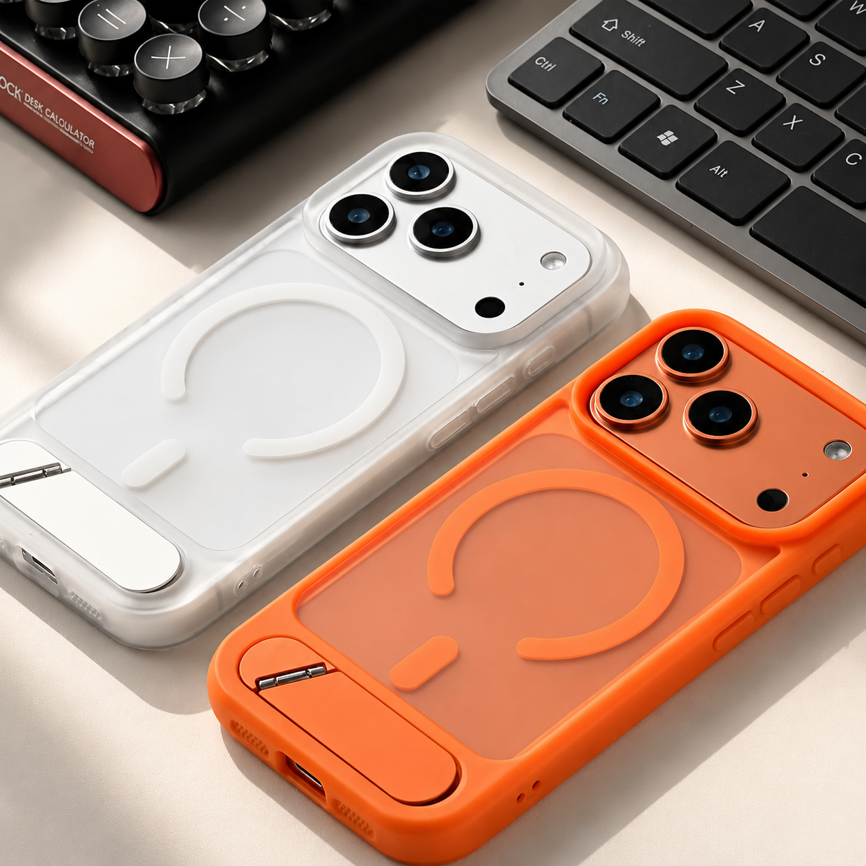Premium iPhone Case MagSafe Compatible Camera Lens Protection Shockproof Cover Foldable Stand Holder Magnetic Wireless Charging Anti Fingerprint Design