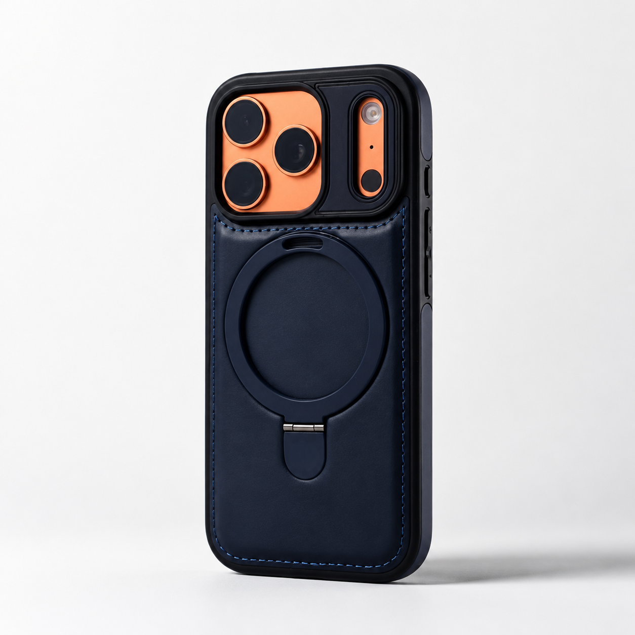 Premium iPhone Case MagSafe Compatible Camera Lens Protection Shockproof Cover Retro Leather Magnetic Wireless Charging Invisible Kickstand Design