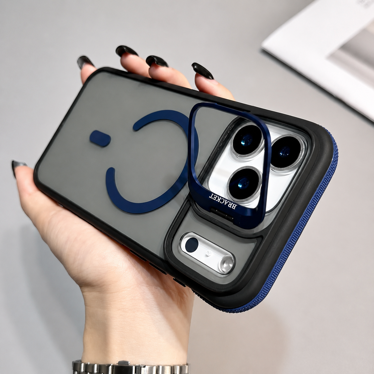 Premium iPhone Case MagSafe Compatible Camera Lens Protection Shockproof Cover Transparent Matte Magnetic Kickstand Wireless Charging Armor Design