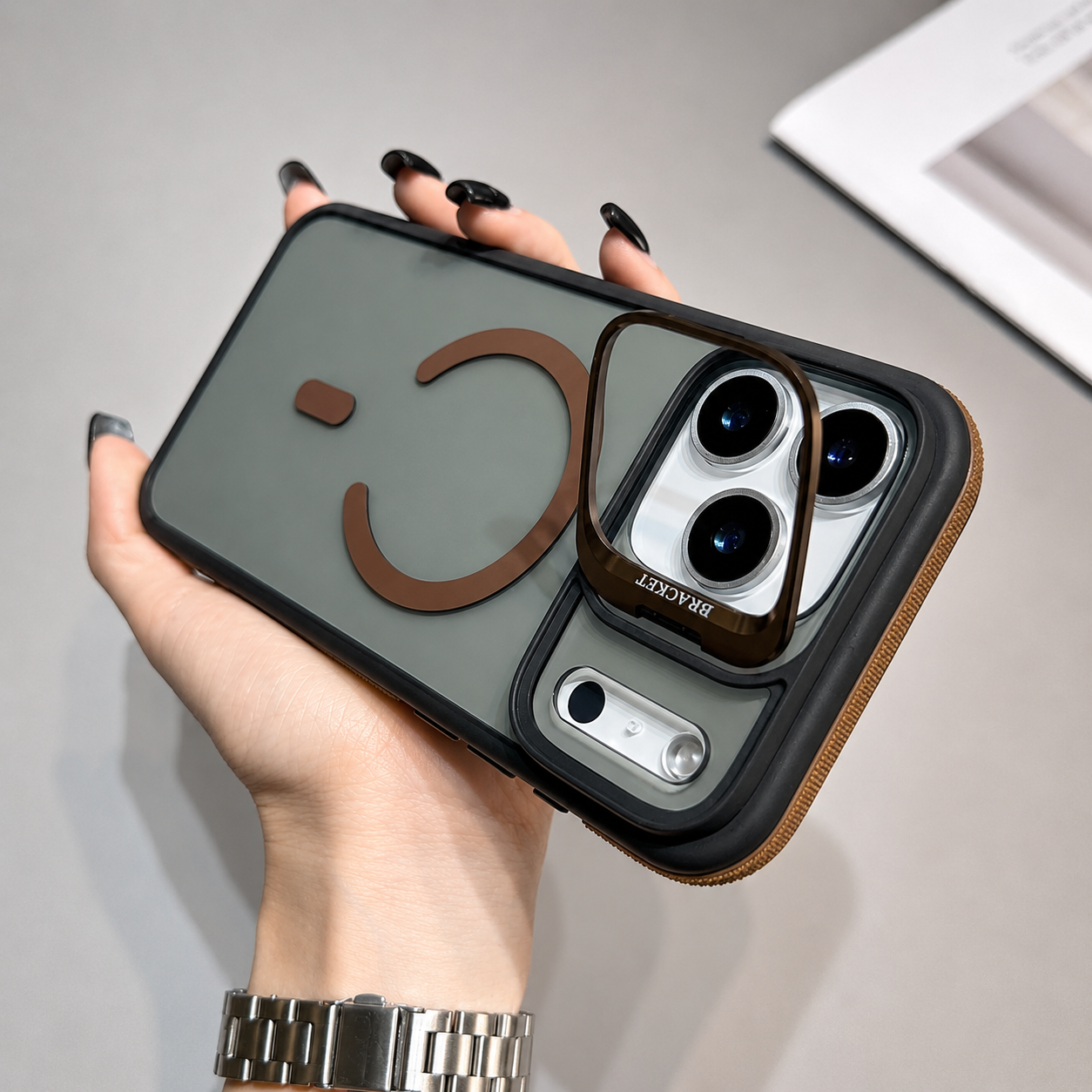 Premium iPhone Case MagSafe Compatible Camera Lens Protection Shockproof Cover Transparent Matte Magnetic Kickstand Wireless Charging Armor Design