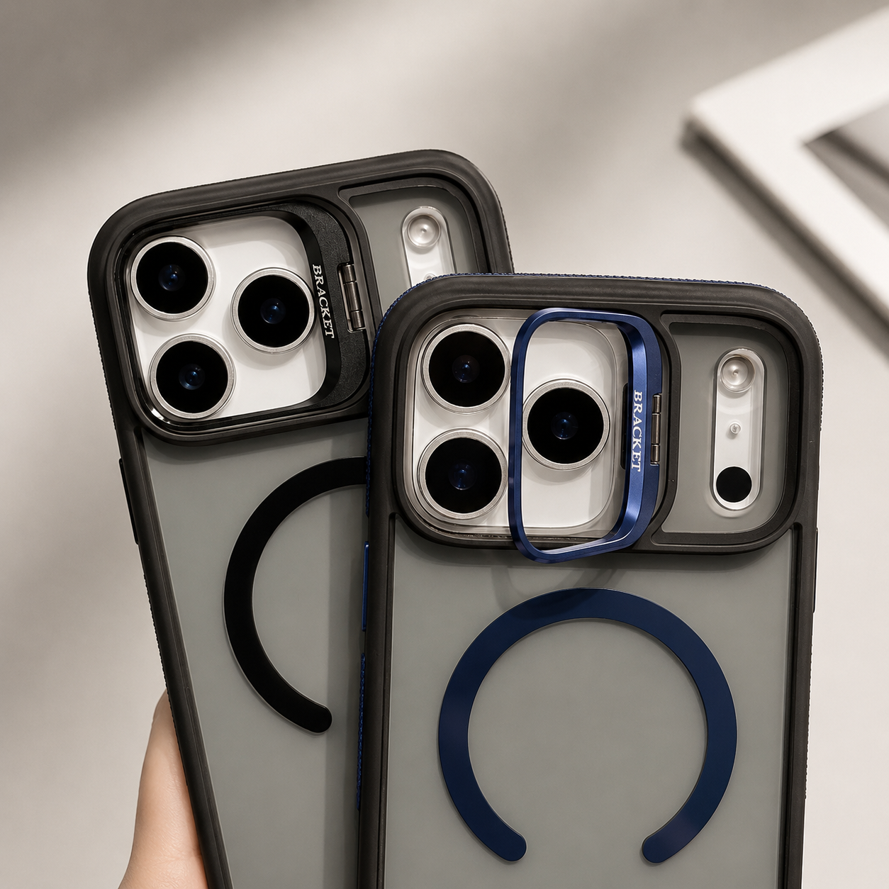 Premium iPhone Case MagSafe Compatible Camera Lens Protection Shockproof Cover Transparent Matte Magnetic Kickstand Wireless Charging Armor Design
