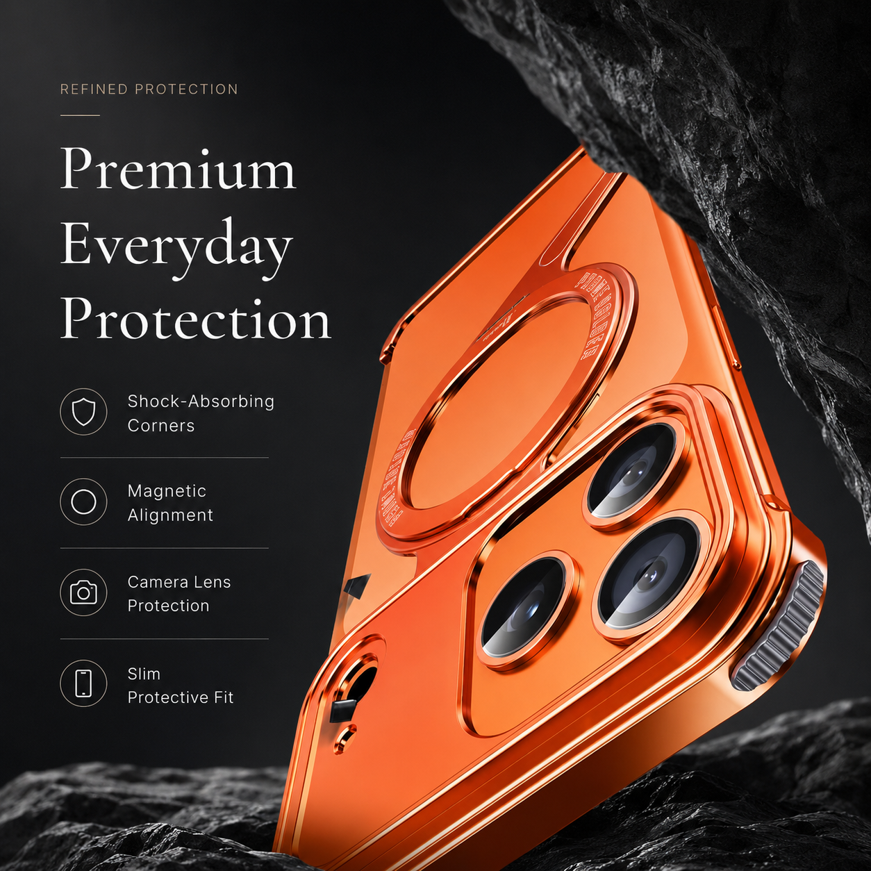 Premium iPhone Case MagSafe Compatible Camera Lens Protection Shockproof Protective Cover Aluminum Alloy Frame Magnetic Wireless Charging Frameless Design