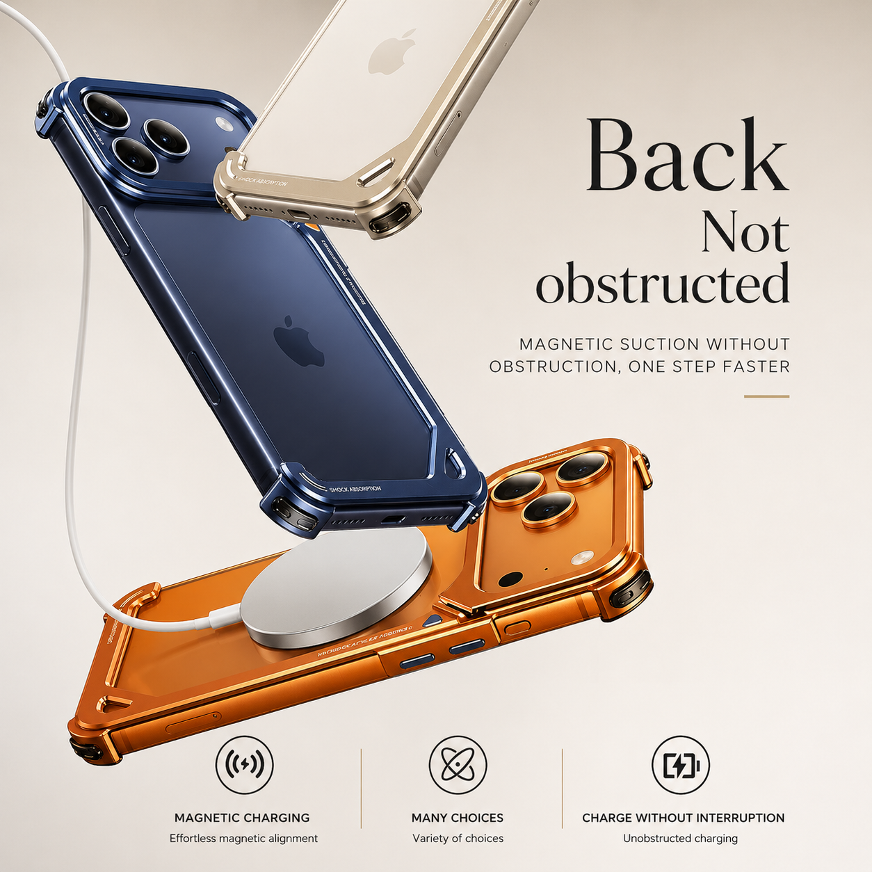 Premium iPhone Case MagSafe Compatible Camera Lens Protection Shockproof Protective Cover Aluminum Frame Wireless Charging Minimalist Metal Design
