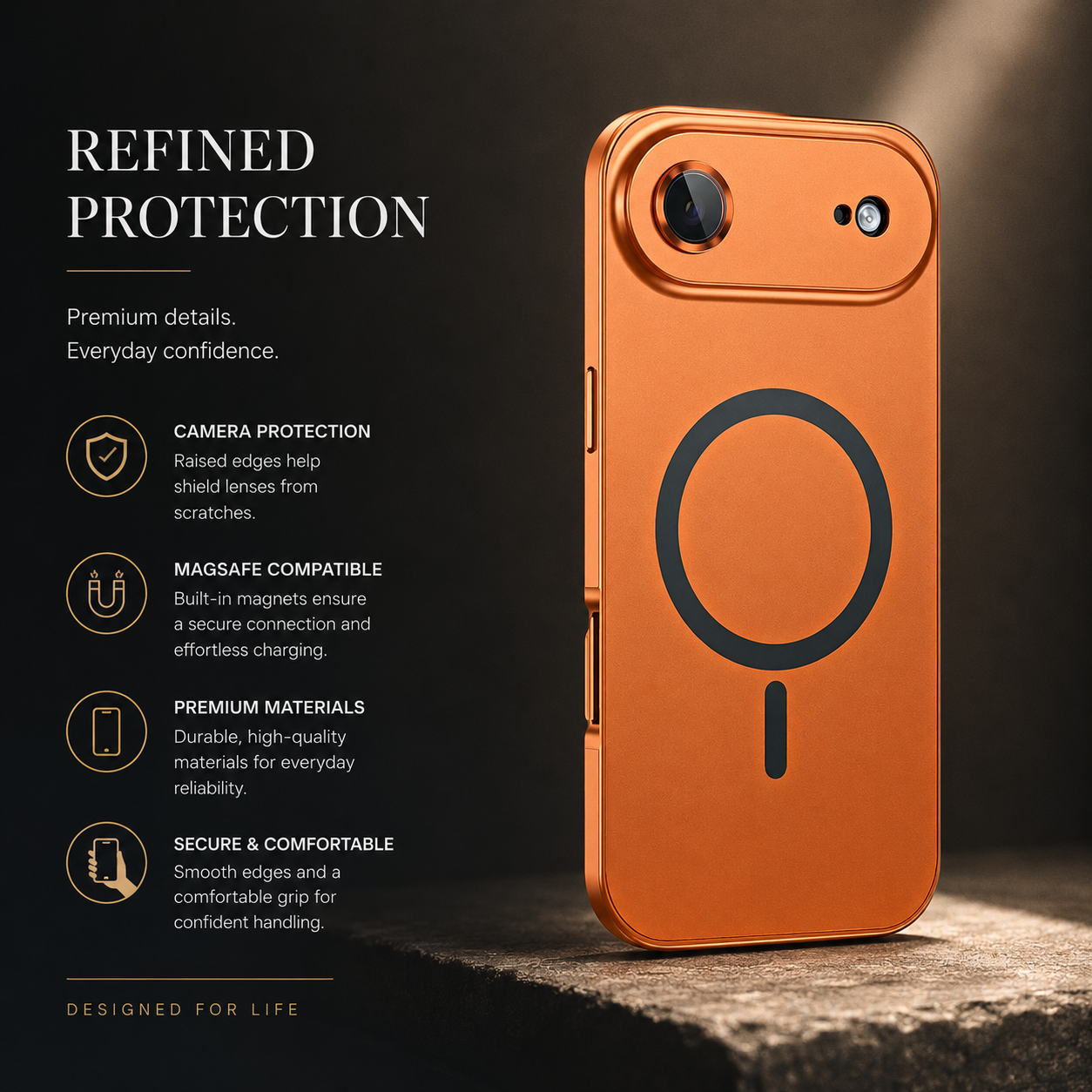 Premium iPhone Case MagSafe Compatible Camera Lens Protection Shockproof Protective Cover Aluminum Metal Frame Magnetic Wireless Charging Hard Back Design