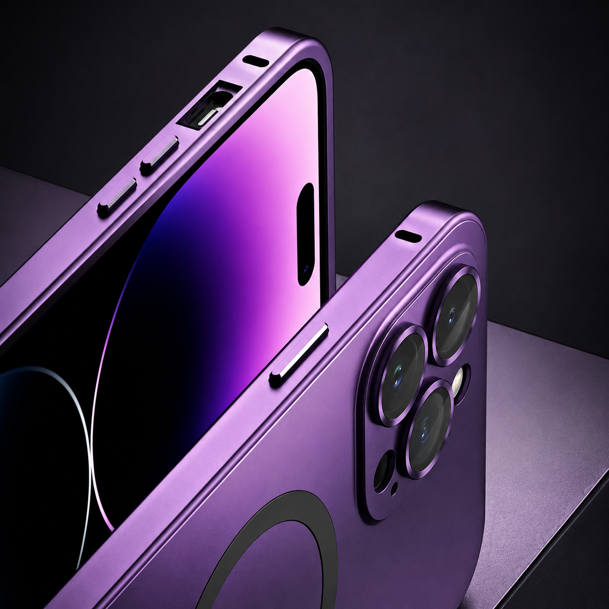 Premium iPhone Case MagSafe Compatible Camera Lens Protection Shockproof Protective Cover Aluminum Metal Frame Magnetic Wireless Charging Hard Back Design