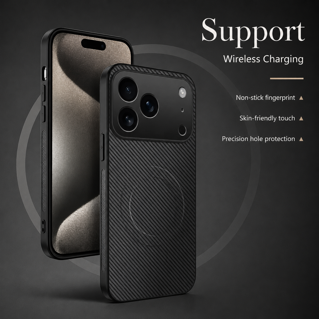 Premium iPhone Case MagSafe Compatible Camera Lens Protection Shockproof Protective Cover Carbon Fiber Magnetic Ultra Thin Design