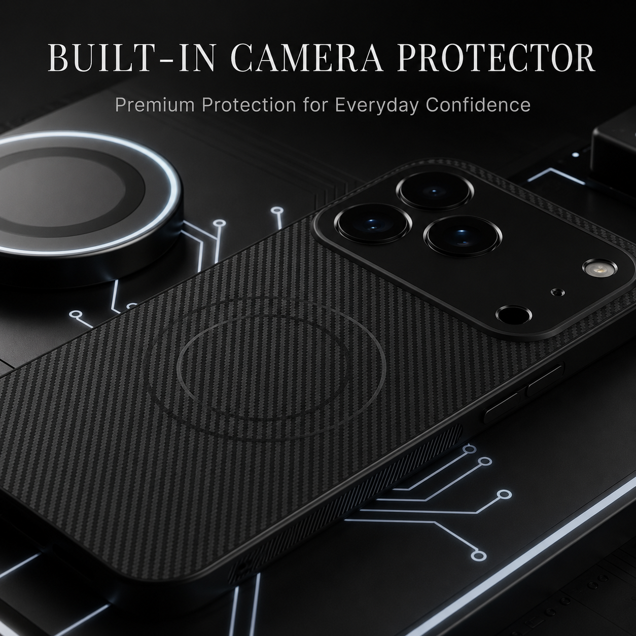 Premium iPhone Case MagSafe Compatible Camera Lens Protection Shockproof Protective Cover Carbon Fiber Magnetic Ultra Thin Design