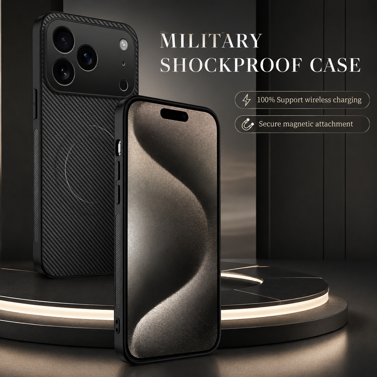 Premium iPhone Case MagSafe Compatible Camera Lens Protection Shockproof Protective Cover Carbon Fiber Magnetic Ultra Thin Design