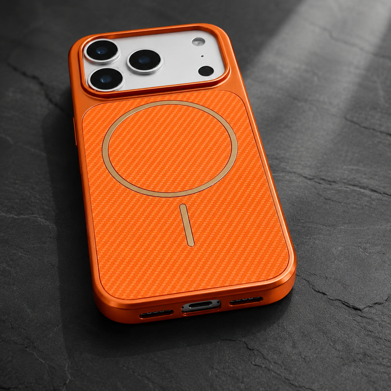 Premium iPhone Case MagSafe Compatible Camera Lens Protection Shockproof Protective Cover Carbon Fiber Wireless Charging Scratch Resistant Design