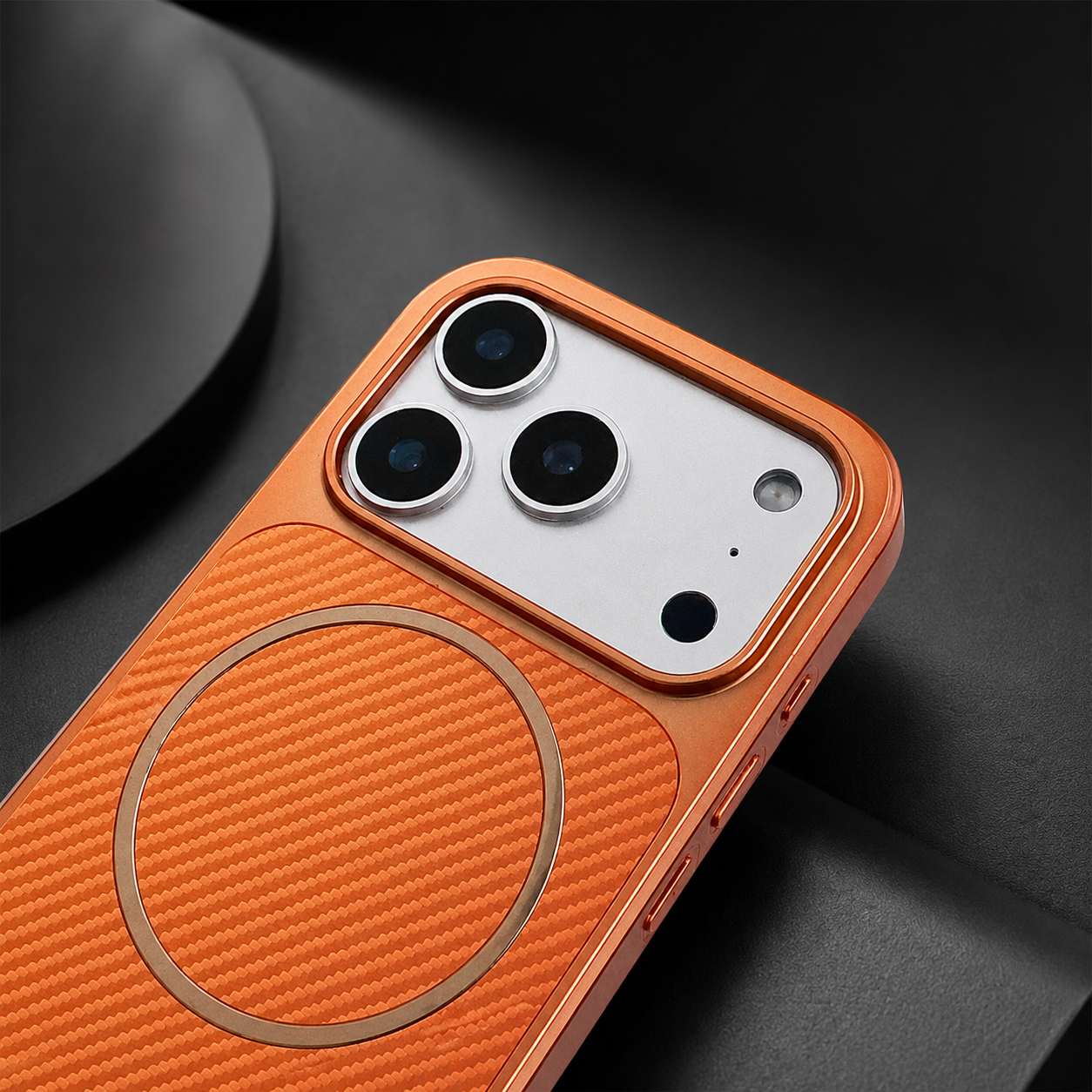 Premium iPhone Case MagSafe Compatible Camera Lens Protection Shockproof Protective Cover Carbon Fiber Wireless Charging Scratch Resistant Design