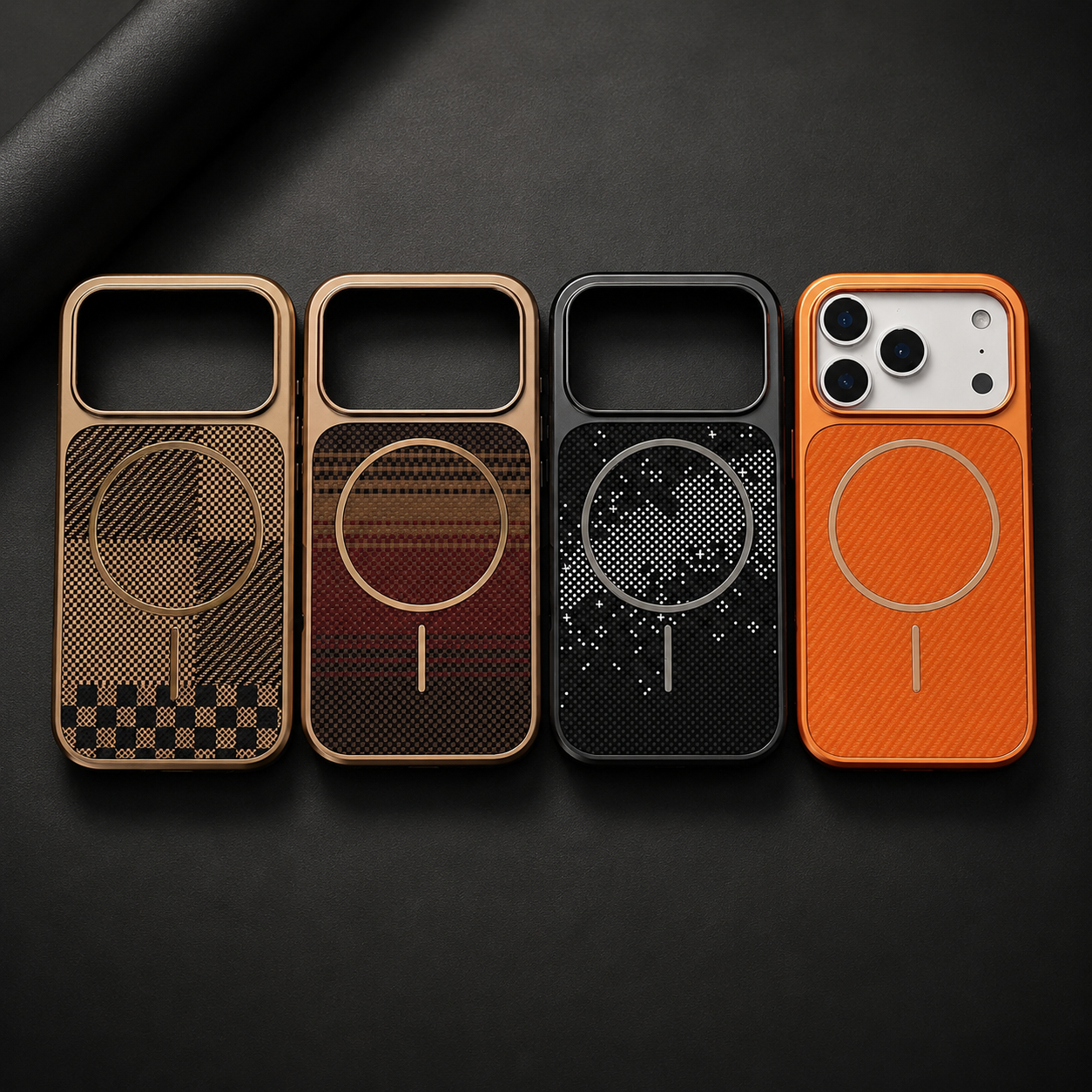 Premium iPhone Case MagSafe Compatible Camera Lens Protection Shockproof Protective Cover Carbon Fiber Wireless Charging Scratch Resistant Design