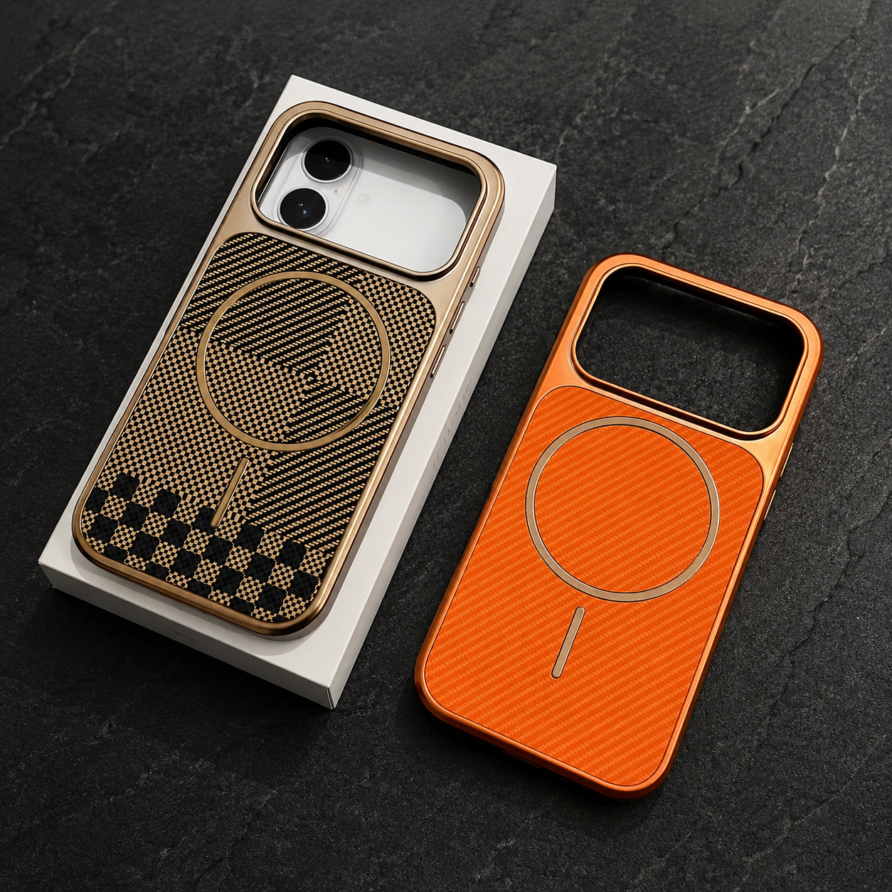Premium iPhone Case MagSafe Compatible Camera Lens Protection Shockproof Protective Cover Carbon Fiber Wireless Charging Scratch Resistant Design