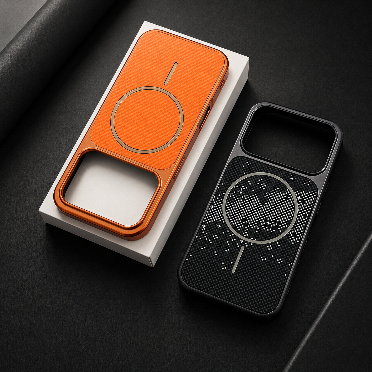 Premium iPhone Case MagSafe Compatible Camera Lens Protection Shockproof Protective Cover Carbon Fiber Wireless Charging Scratch Resistant Design