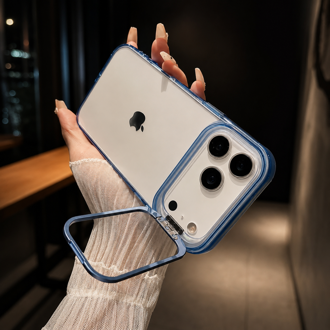 Premium iPhone Case MagSafe Compatible Camera Lens Protection Shockproof Protective Cover Crystal Clear Hard PC Magnetic Stand Design