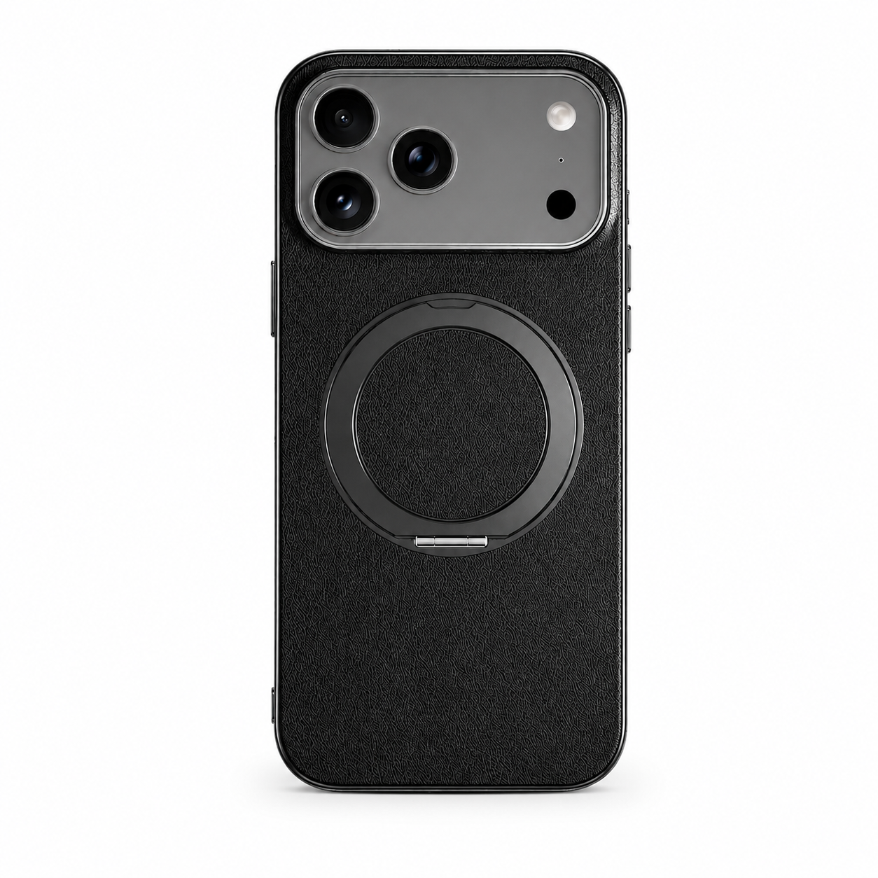 Premium iPhone Case MagSafe Compatible Camera Lens Protection Shockproof Protective Cover Genuine Cowhide Leather Ring Stand Design