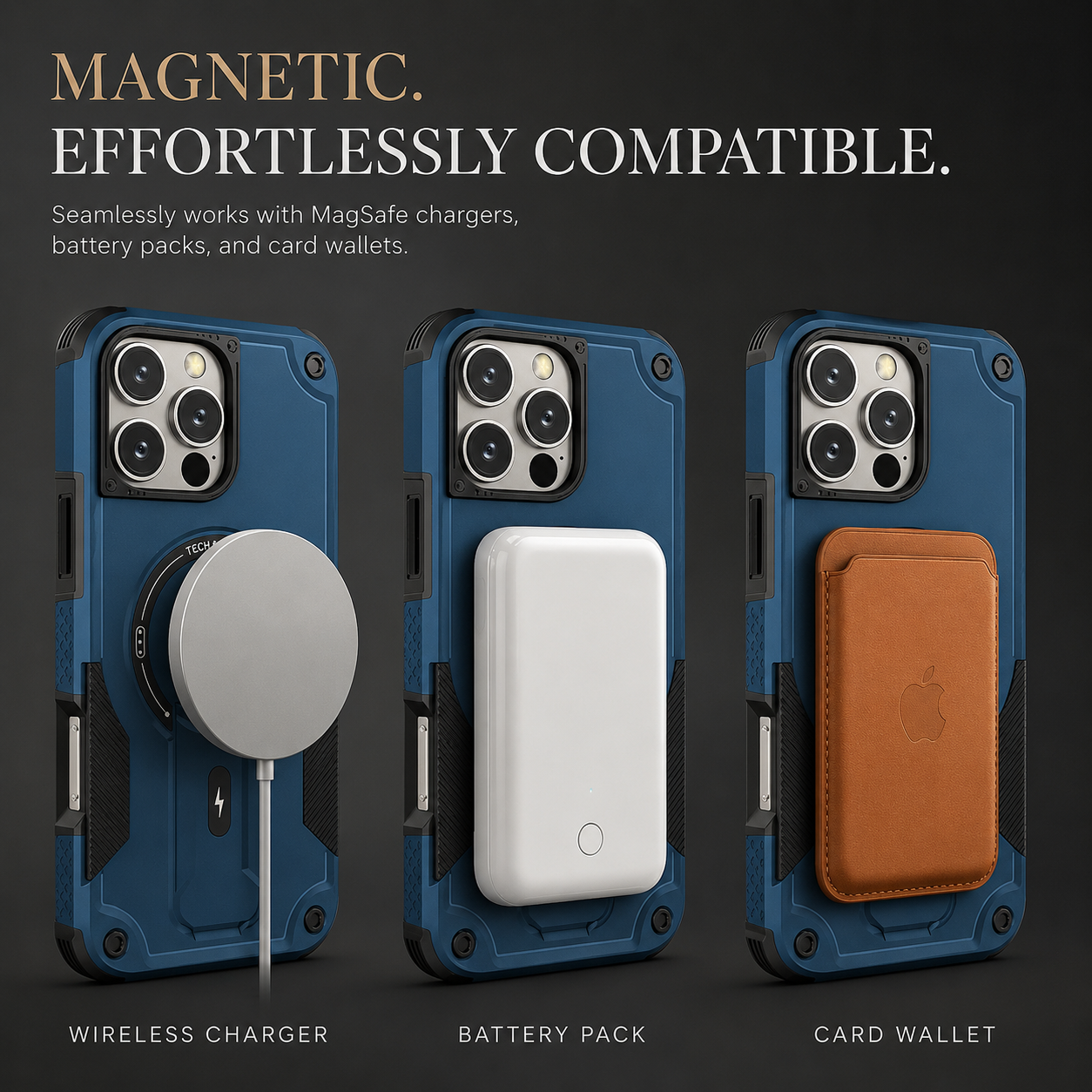 Premium iPhone Case MagSafe Compatible Camera Lens Protection Shockproof Protective Cover Kickstand Magnetic Wireless Charging Dual Layer Rugged Design
