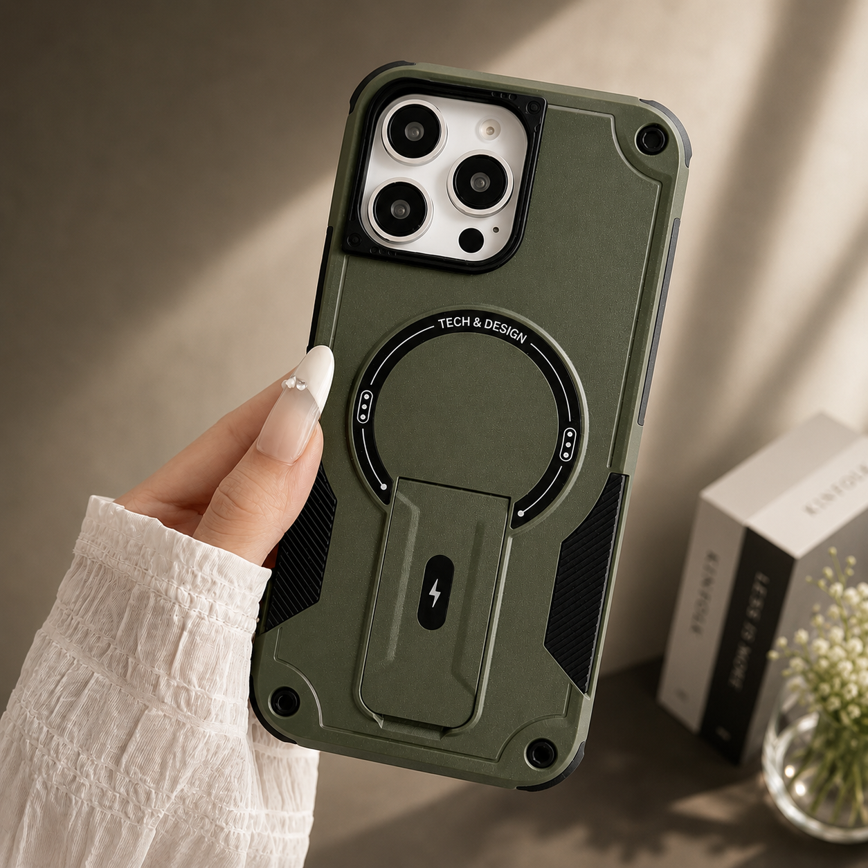 Premium iPhone Case MagSafe Compatible Camera Lens Protection Shockproof Protective Cover Kickstand Magnetic Wireless Charging Dual Layer Rugged Design