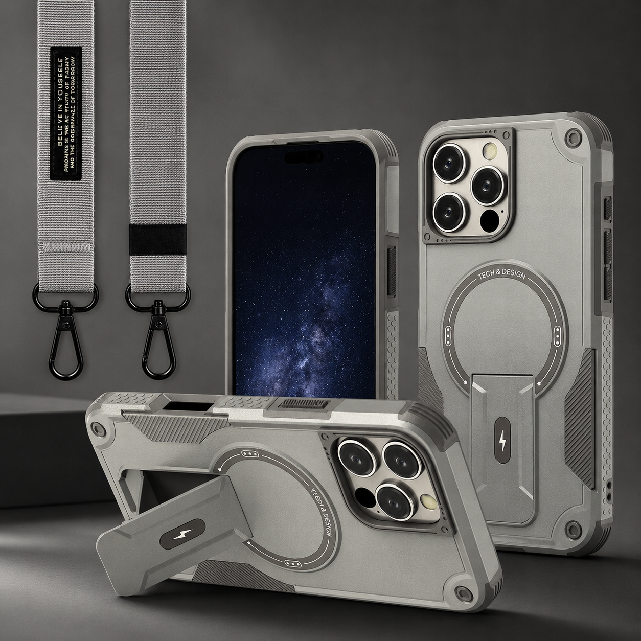 Premium iPhone Case MagSafe Compatible Camera Lens Protection Shockproof Protective Cover Kickstand Magnetic Wireless Charging Dual Layer Rugged Design