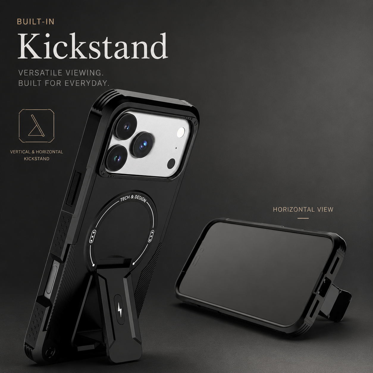 Premium iPhone Case MagSafe Compatible Camera Lens Protection Shockproof Protective Cover Kickstand Magnetic Wireless Charging Dual Layer Rugged Design