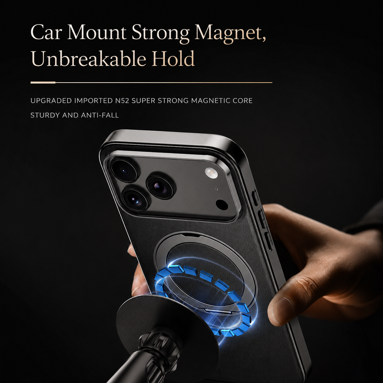 Premium iPhone Case MagSafe Compatible Camera Lens Protection Shockproof Protective Cover Leather Back Magnetic Ring Holder Full Coverage Design