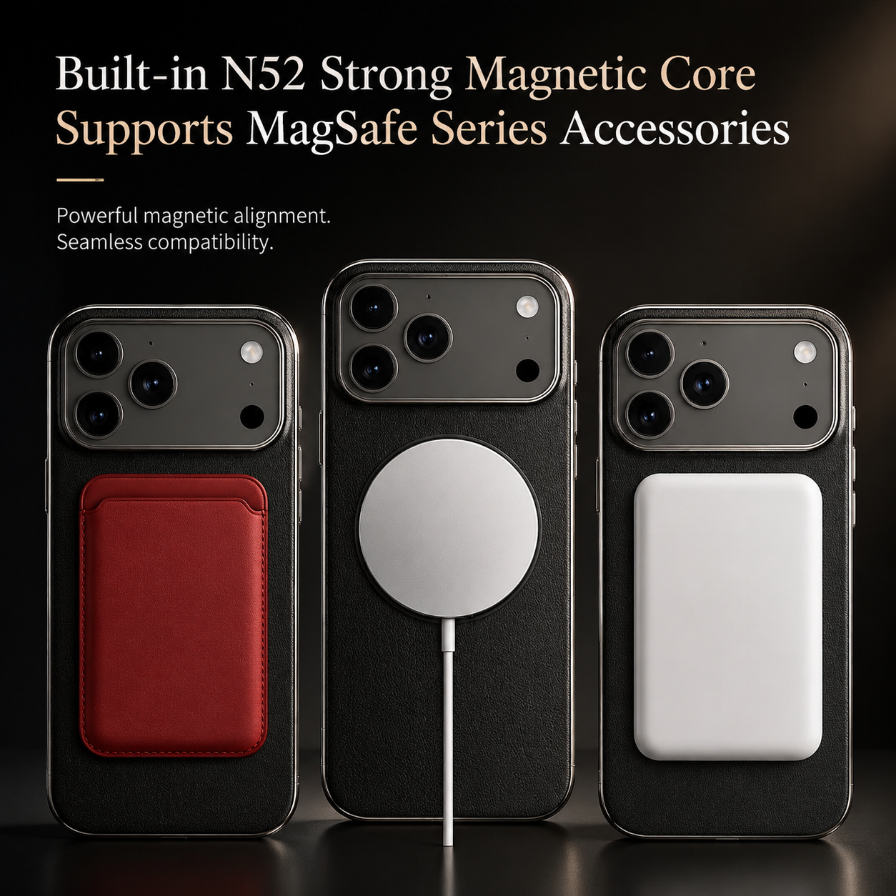 Premium iPhone Case MagSafe Compatible Camera Lens Protection Shockproof Protective Cover Leather Back Magnetic Ring Holder Full Coverage Design