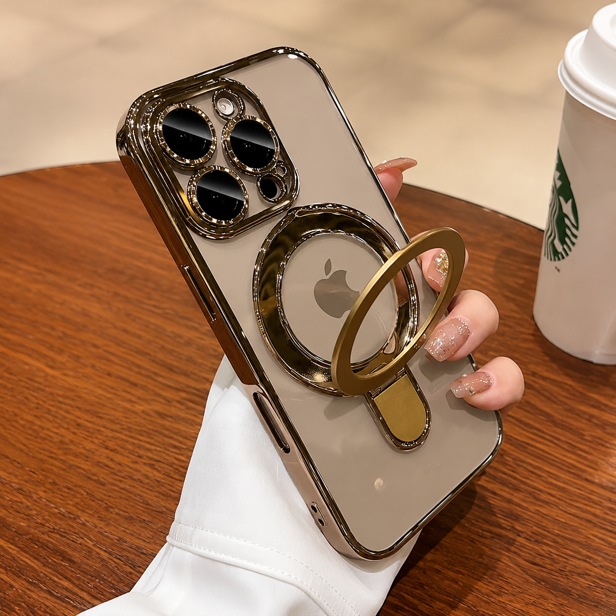Premium iPhone Case MagSafe Compatible Camera Lens Protection Shockproof Protective Cover Magnetic Stand Anti Fingerprint Clear Acrylic Design