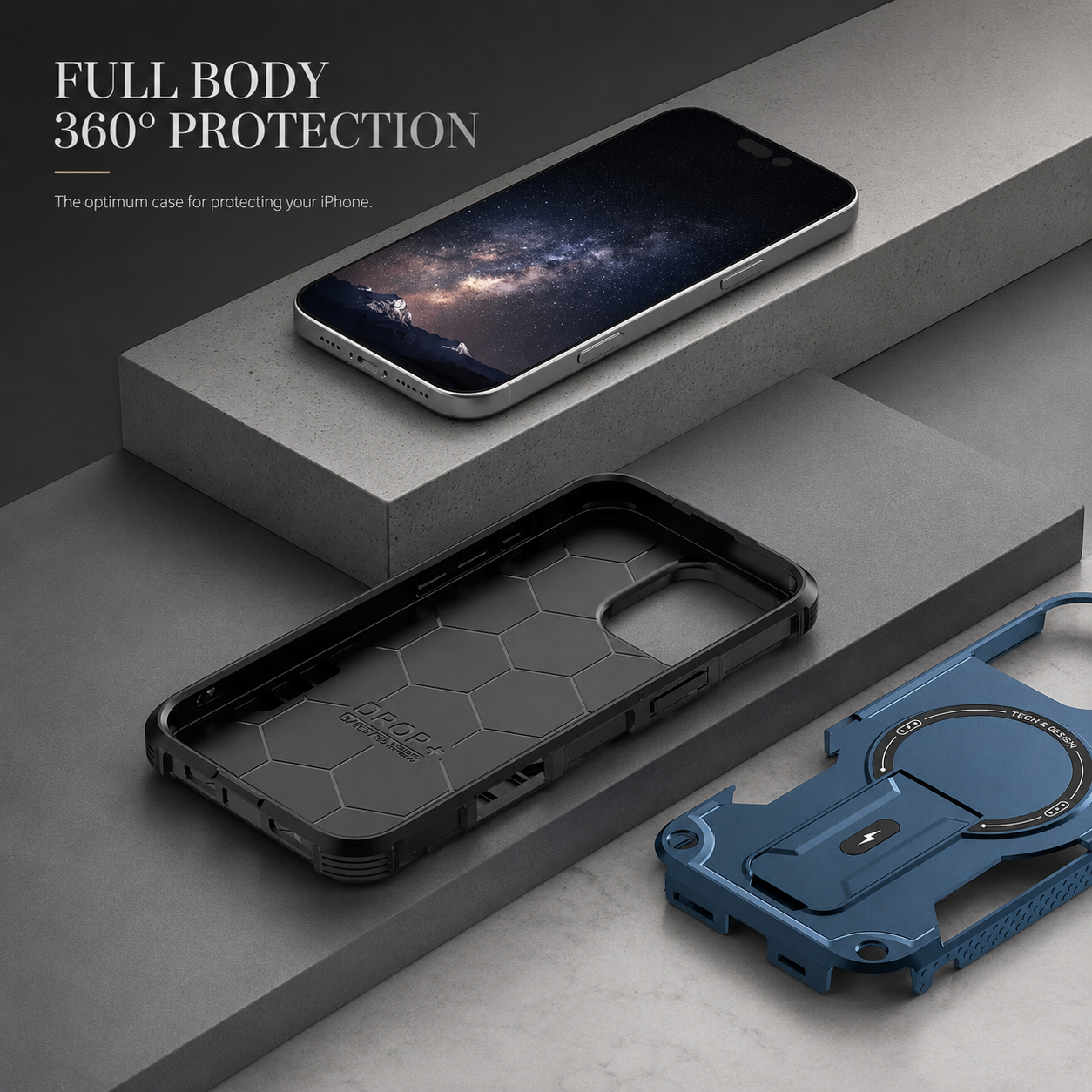Premium iPhone Case MagSafe Compatible Camera Lens Protection Shockproof Protective Cover Magnetic Stand PC TPU Armor Anti Slip Design