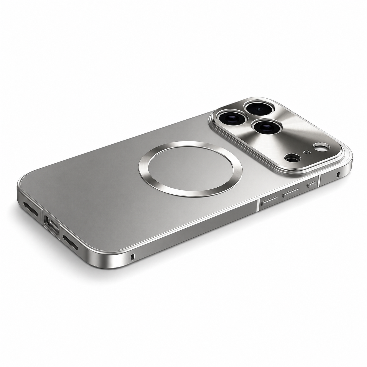 Premium iPhone Case MagSafe Compatible Camera Lens Protection Shockproof Protective Cover Magnetic Wireless Charging Aluminum Alloy Frame Frosted Back