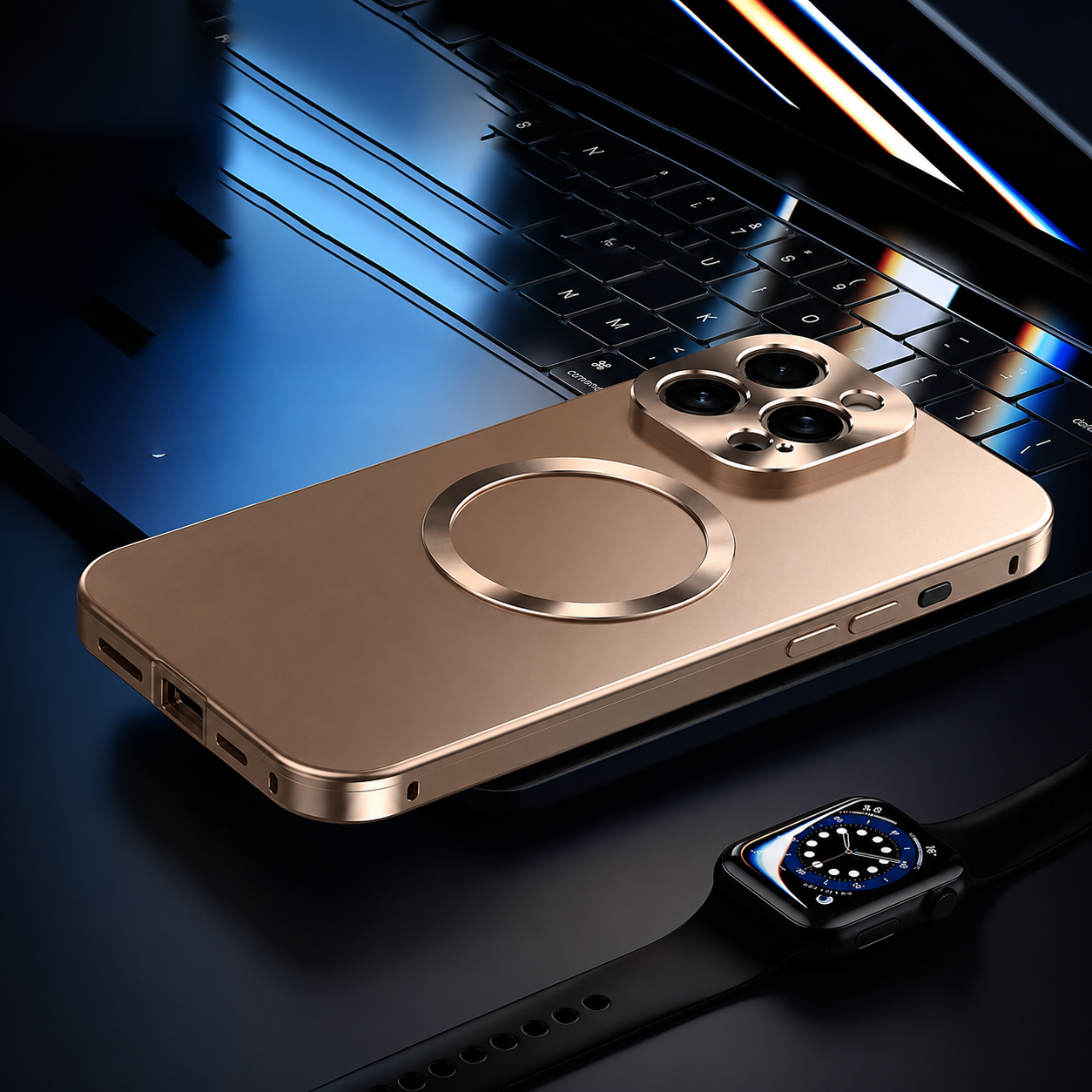 Premium iPhone Case MagSafe Compatible Camera Lens Protection Shockproof Protective Cover Magnetic Wireless Charging Aluminum Alloy Frame Frosted Back