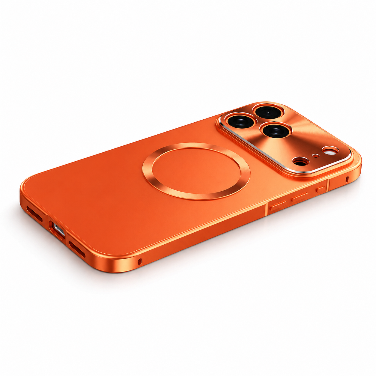 Premium iPhone Case MagSafe Compatible Camera Lens Protection Shockproof Protective Cover Magnetic Wireless Charging Aluminum Frame Frosted Back