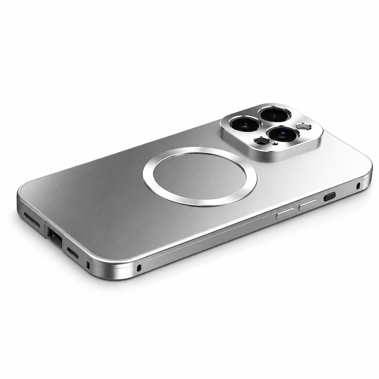 Premium iPhone Case MagSafe Compatible Camera Lens Protection Shockproof Protective Cover Magnetic Wireless Charging Aluminum Frame Frosted Back