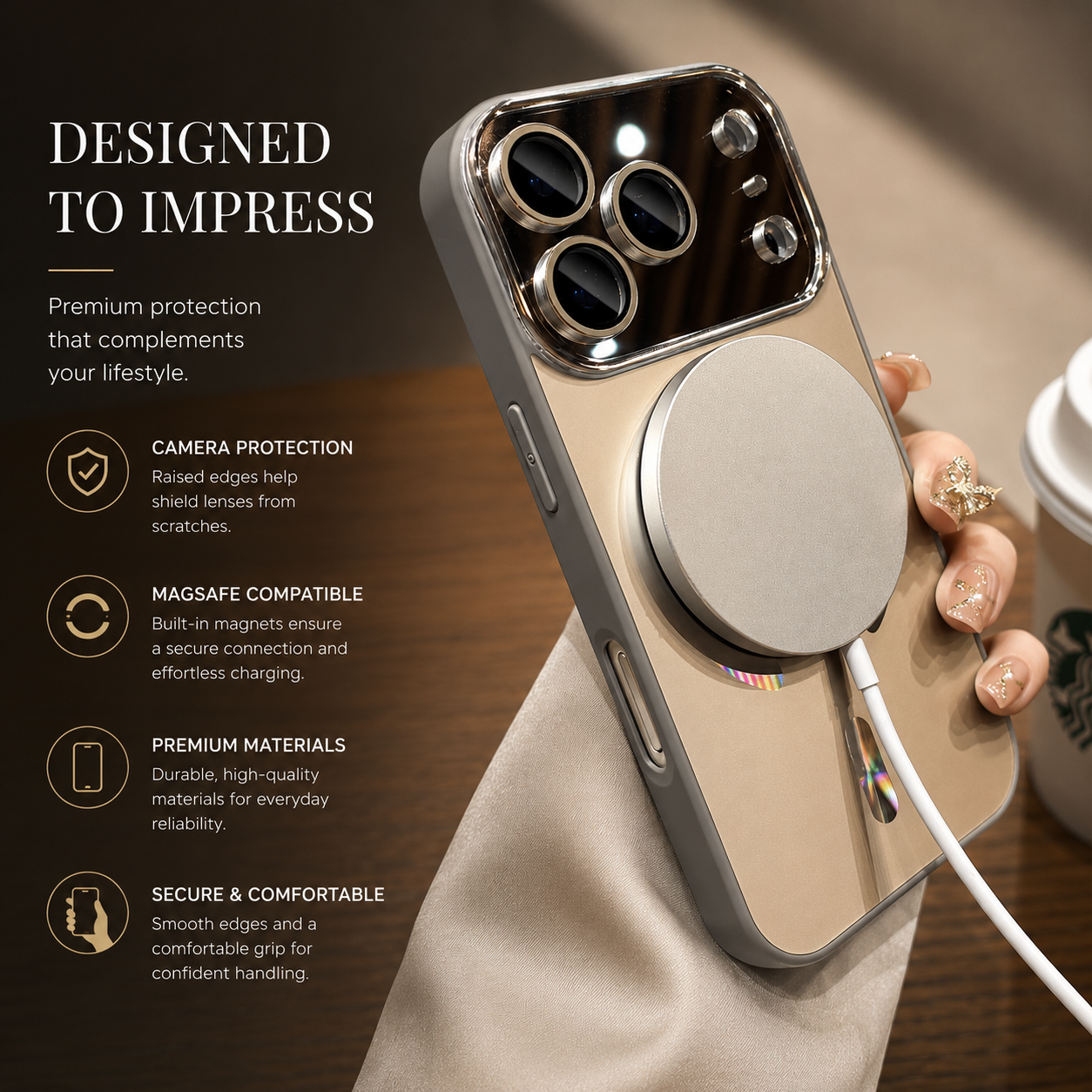 Premium iPhone Case MagSafe Compatible Camera Lens Protection Shockproof Protective Cover Magnetic Wireless Charging Anti Fingerprint Matte Glass Design