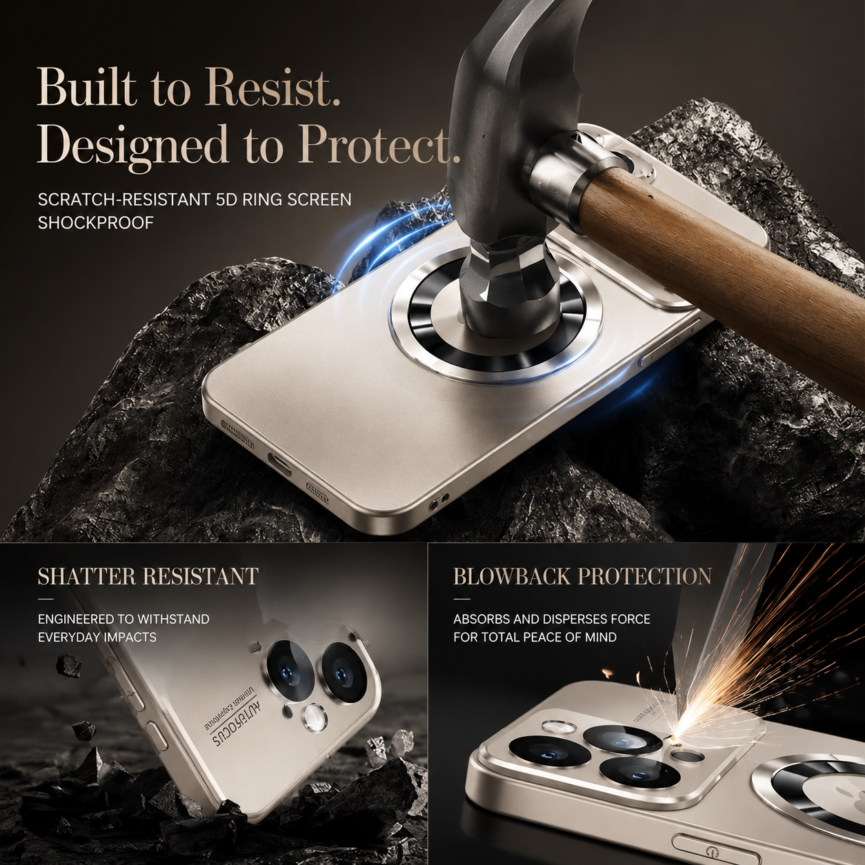 Premium iPhone Case MagSafe Compatible Camera Lens Protection Shockproof Protective Cover Magnetic Wireless Charging Anti Fingerprint Titanium Finish