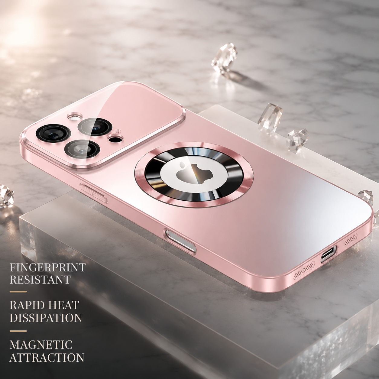 Premium iPhone Case MagSafe Compatible Camera Lens Protection Shockproof Protective Cover Magnetic Wireless Charging Anti Fingerprint Titanium Finish