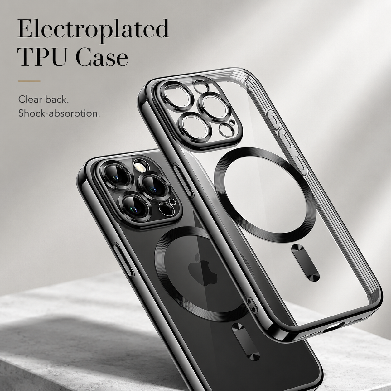Premium iPhone Case MagSafe Compatible Camera Lens Protection Shockproof Protective Cover Transparent Acrylic Hard Back Scratch Resistant Design