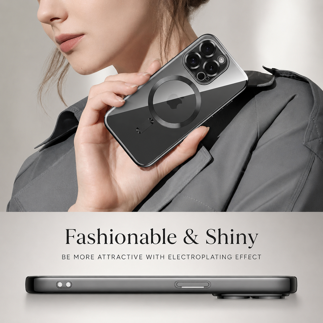 Premium iPhone Case MagSafe Compatible Camera Lens Protection Shockproof Protective Cover Transparent Acrylic Hard Back Scratch Resistant Design