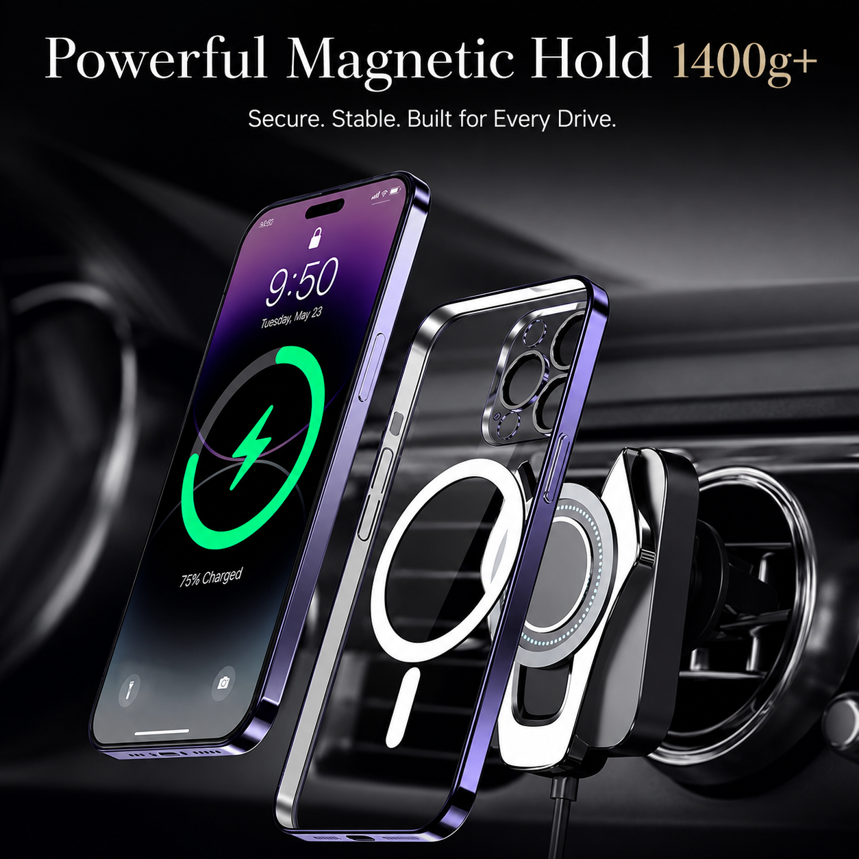 Premium iPhone Case MagSafe Compatible Camera Lens Protection Shockproof Protective Cover Transparent Acrylic Hard Back Scratch Resistant Design