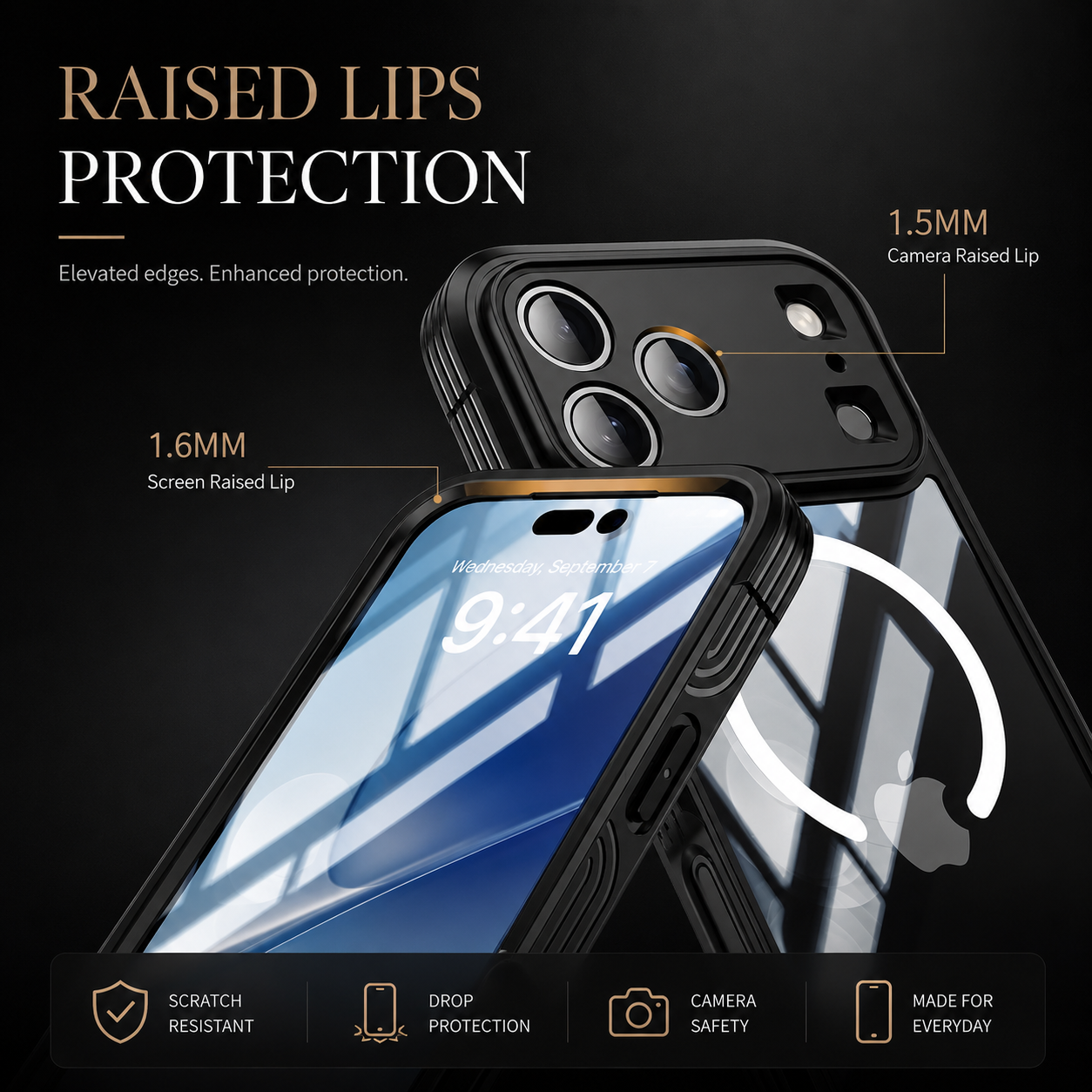 Premium iPhone Case MagSafe Compatible Camera Lens Protection Shockproof Protective Cover Transparent Full Body Magnetic Wireless Charging Design