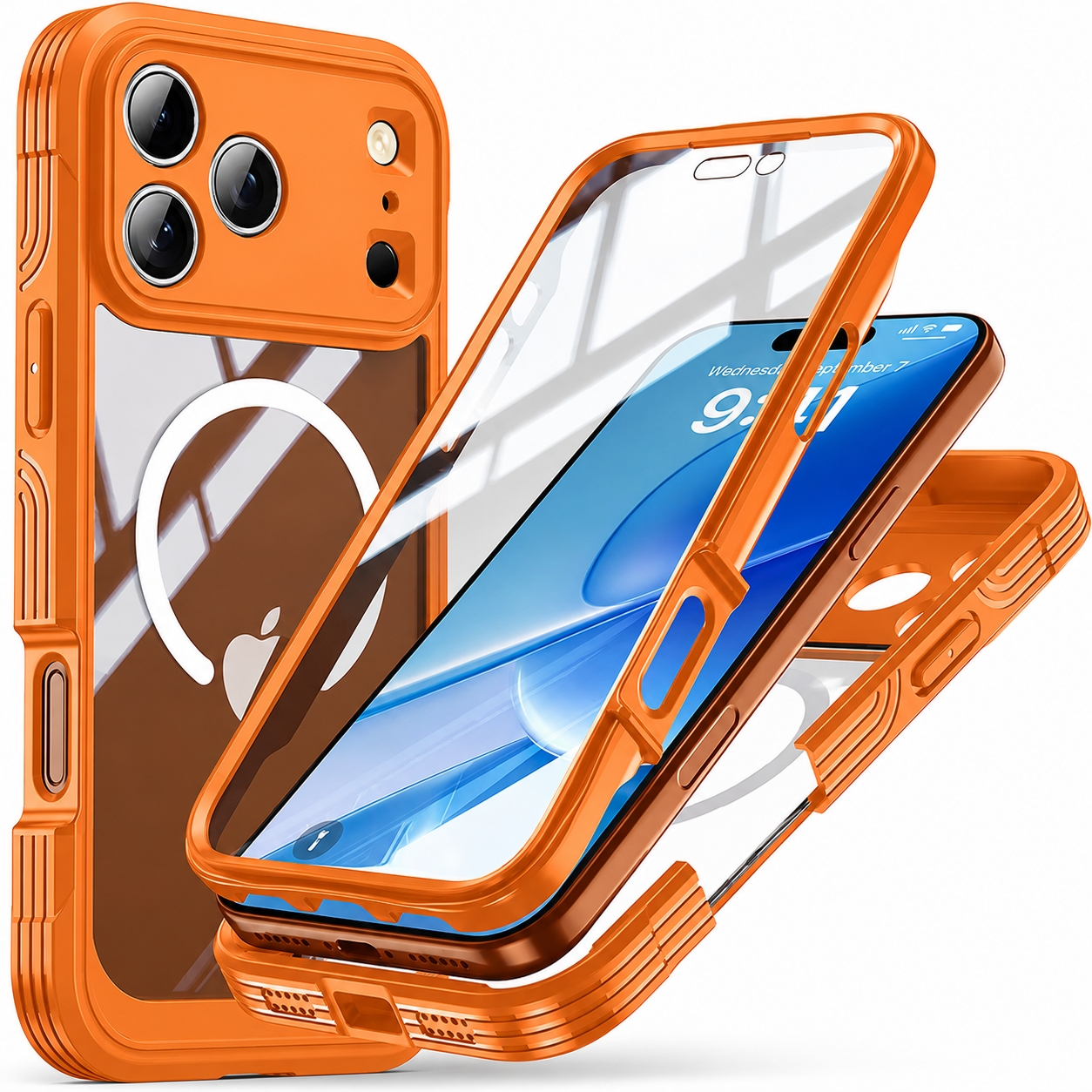 Premium iPhone Case MagSafe Compatible Camera Lens Protection Shockproof Protective Cover Transparent Full Body Magnetic Wireless Charging Design