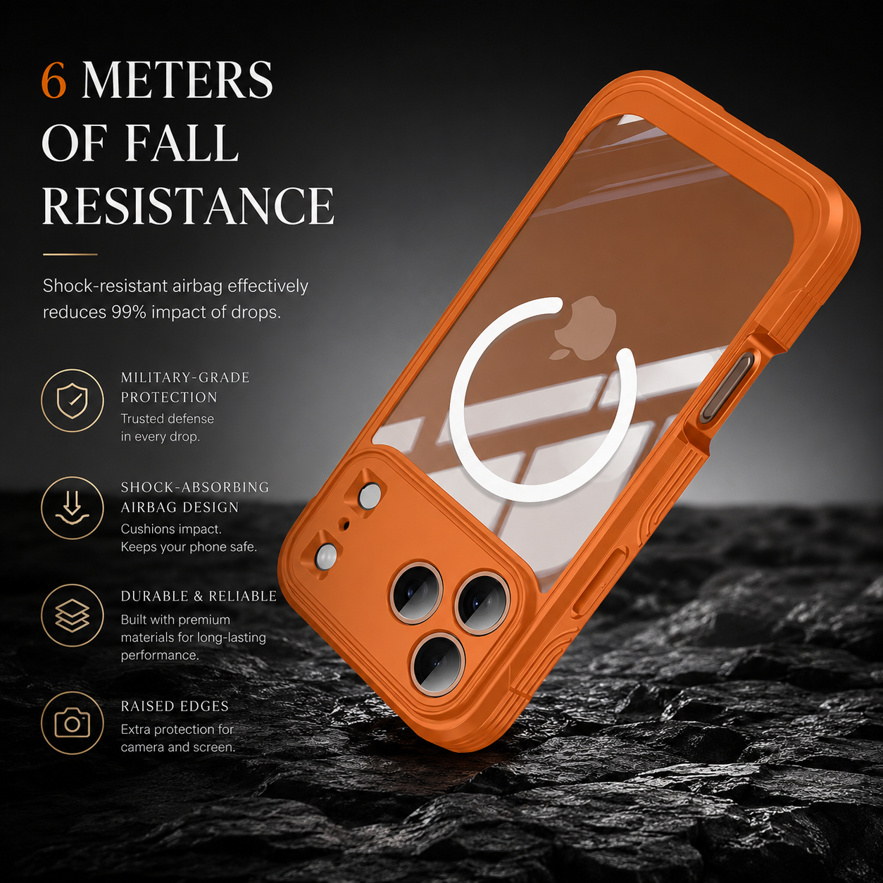 Premium iPhone Case MagSafe Compatible Camera Lens Protection Shockproof Protective Cover Transparent Full Body Magnetic Wireless Charging Design
