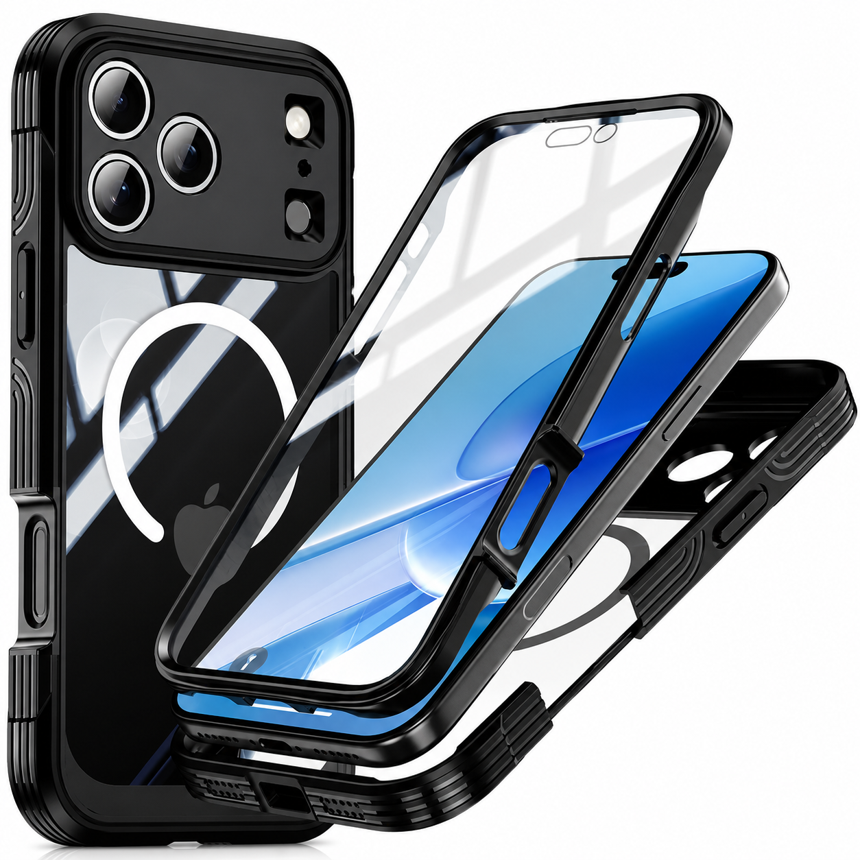 Premium iPhone Case MagSafe Compatible Camera Lens Protection Shockproof Protective Cover Transparent Full Body Magnetic Wireless Charging Design