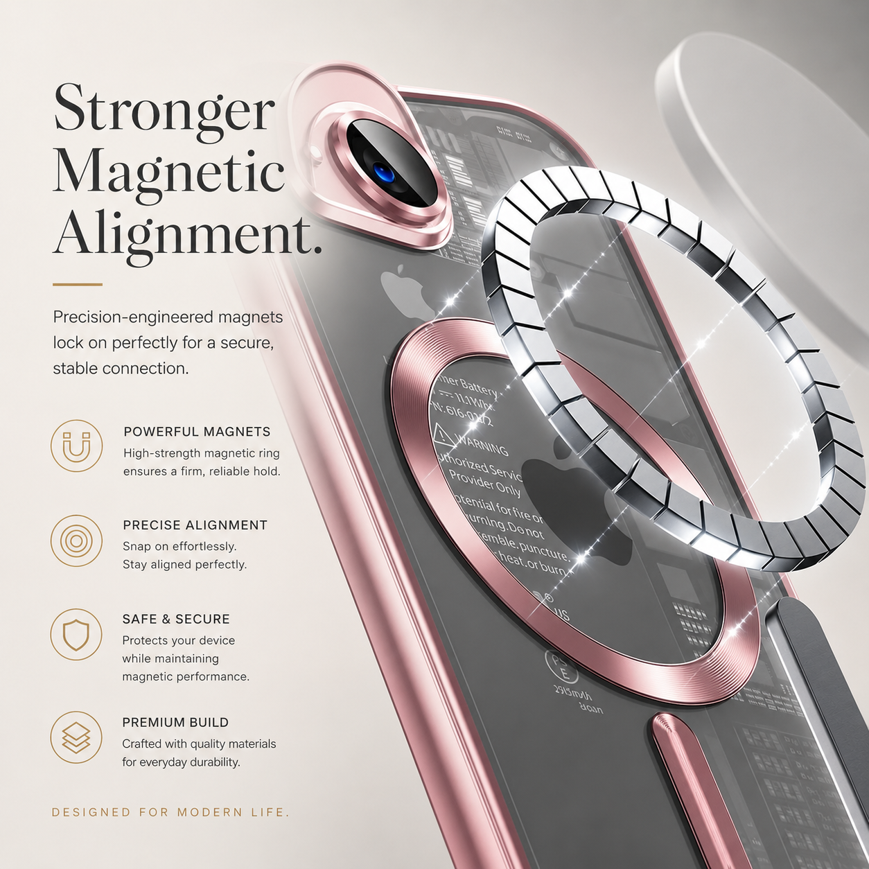 Premium iPhone Case MagSafe Compatible Camera Lens Protection Shockproof Protective Cover Transparent TPU Magnetic Wireless Charging Design