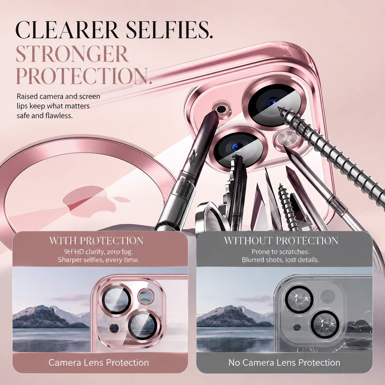 Premium iPhone Case MagSafe Compatible Camera Lens Protection Shockproof Protective Cover Transparent TPU Magnetic Wireless Charging Design