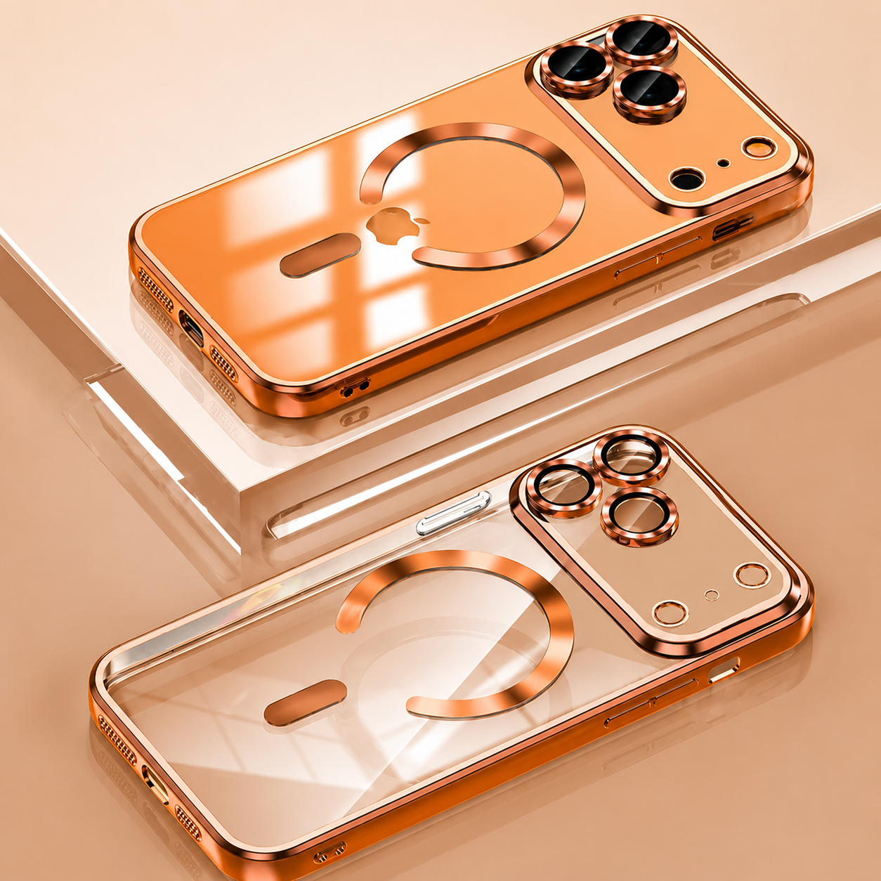 Premium iPhone Case MagSafe Compatible Camera Lens Protection Shockproof Protective Cover Transparent TPU Magnetic Wireless Charging Design