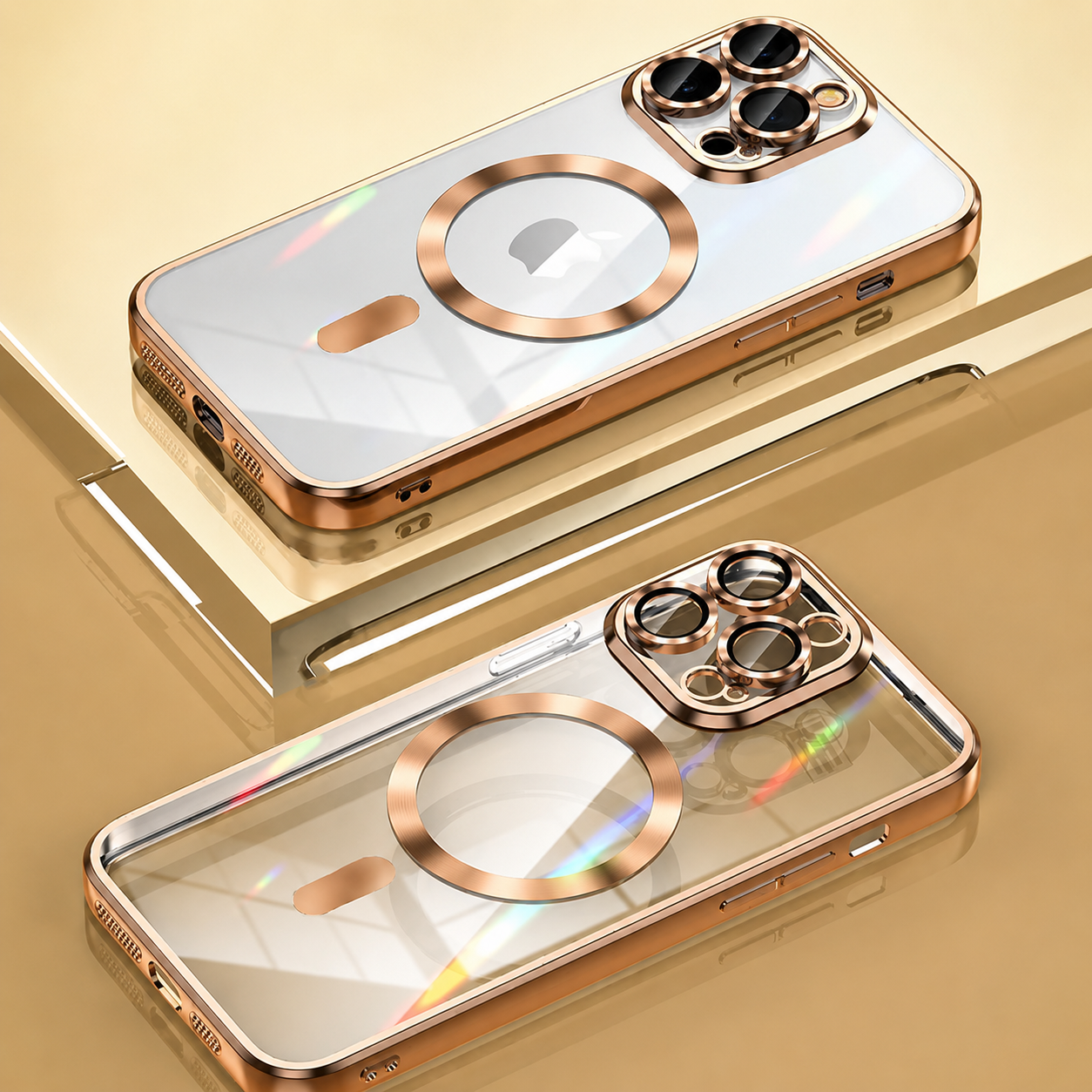 Premium iPhone Case MagSafe Compatible Camera Lens Protection Shockproof Protective Cover Transparent TPU Magnetic Wireless Charging Design