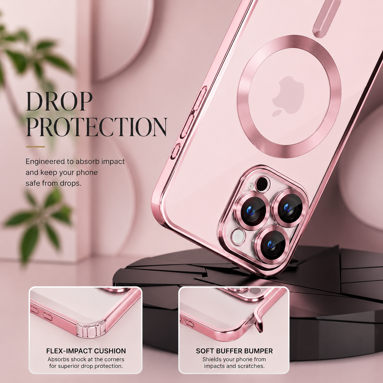 Premium iPhone Case MagSafe Compatible Camera Lens Protection Shockproof Protective Cover Transparent TPU Magnetic Wireless Charging Design