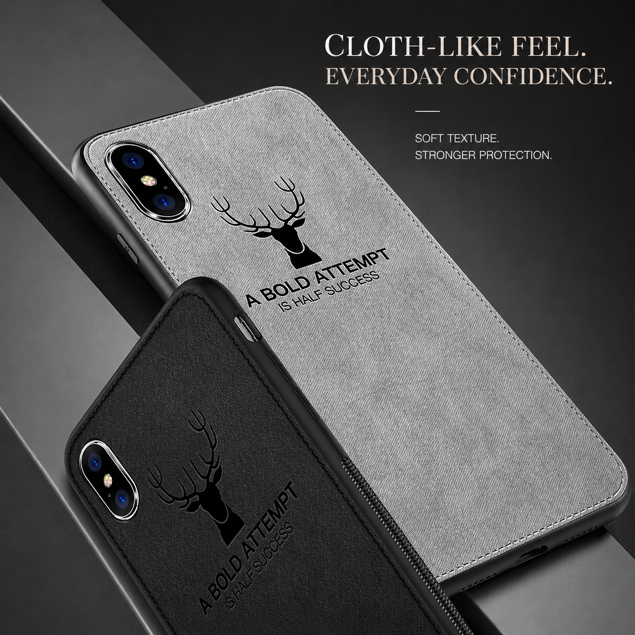 Premium iPhone Case MagSafe Compatible Canvas Texture Protective Cover Camera Lens Protection Shockproof Deer Design Bumper Frame Slim Design