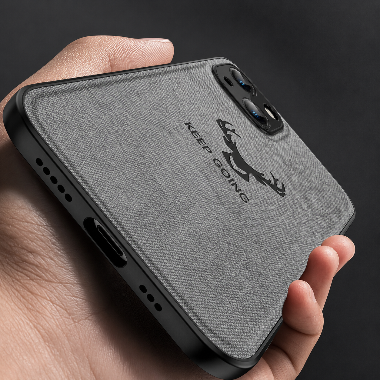 Premium iPhone Case MagSafe Compatible Canvas Texture Protective Cover Camera Lens Protection Shockproof Deer Design Bumper Frame Slim Design