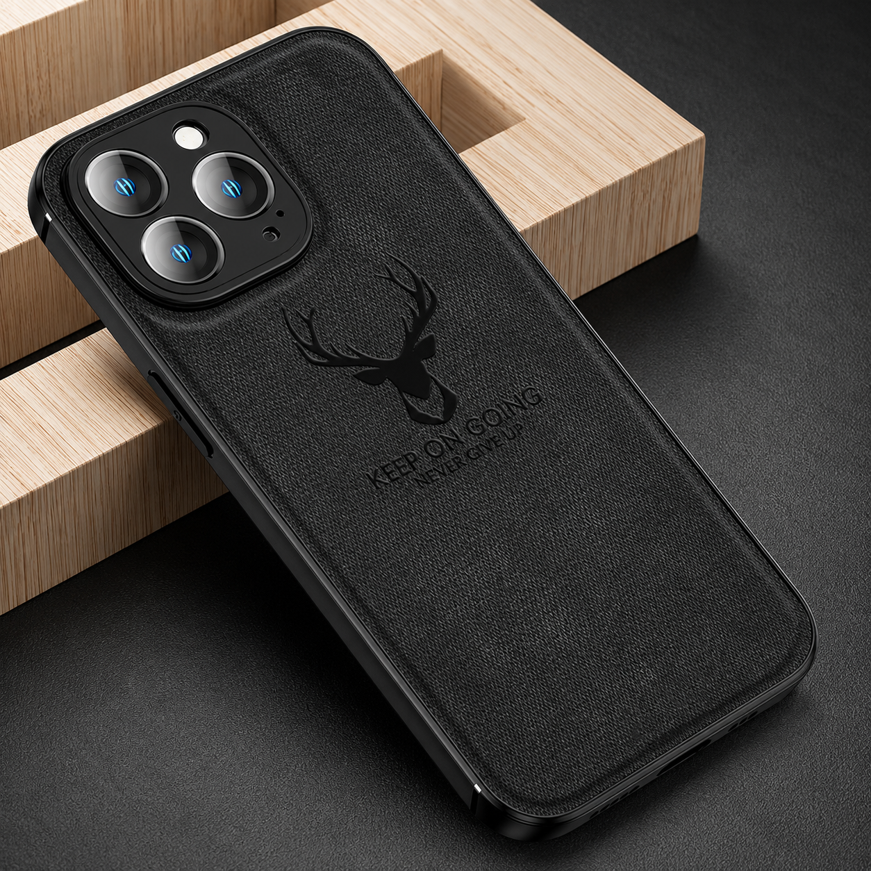 Premium iPhone Case MagSafe Compatible Canvas Texture Protective Cover Camera Lens Protection Shockproof Deer Design Bumper Frame Slim Design
