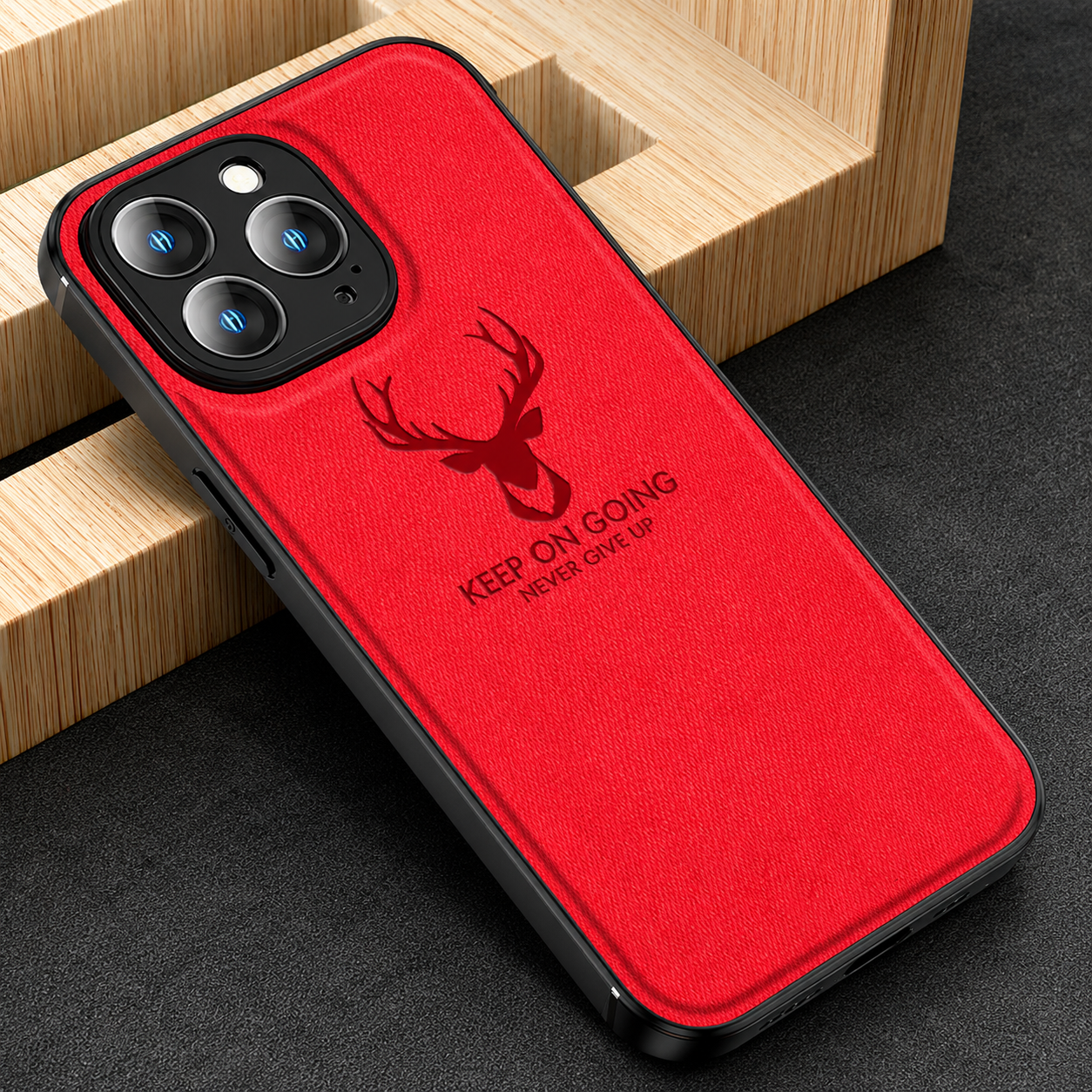 Premium iPhone Case MagSafe Compatible Canvas Texture Protective Cover Camera Lens Protection Shockproof Deer Design Bumper Frame Slim Design